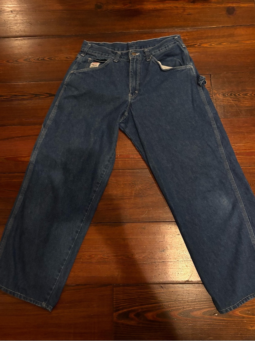 Relaxed Fit Men's Carpenter Jeans in Dark Blue Denim